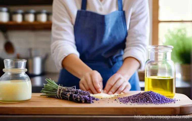 천연비누 만들기 과정 - **Prompt 1: The Joy of First Steps in Natural Soap Making**
"A cozy, well-lit kitchen counter ba...