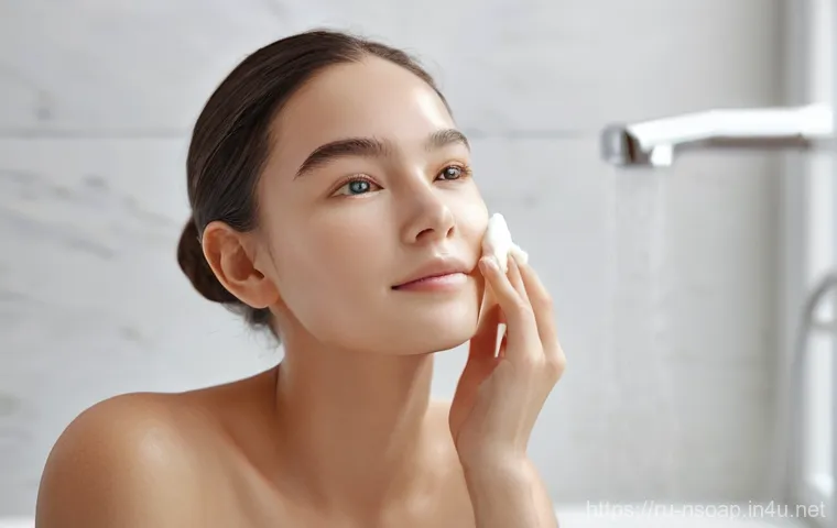 천연비누 맞춤형 추천 - **Prompt for Dry and Sensitive Skin:**
    "A serene young woman, 20s, with a gentle expression, sof...