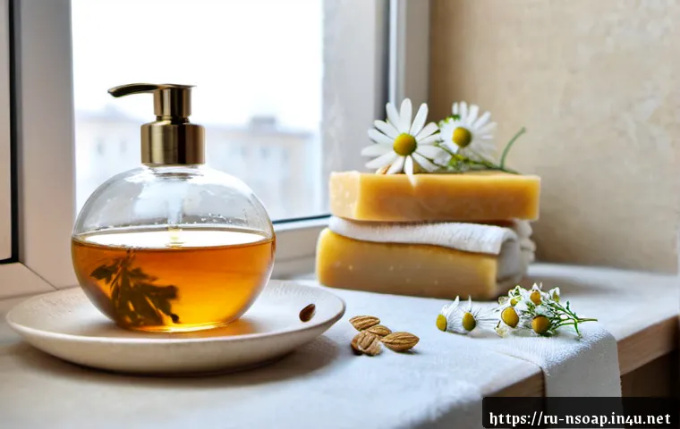 천연비누 피부 관리 - Photorealistic skincare still life for natural soap skin care, a handcrafted oatmeal and honey soap ...
